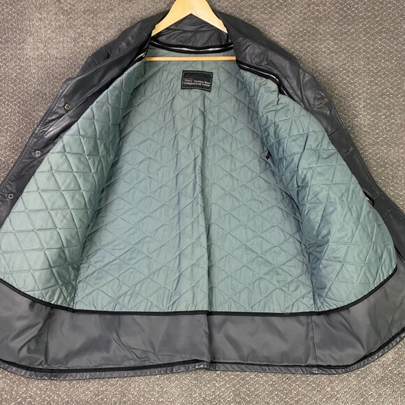 Vintage 70s Sears Leather Jacket Men's 46 Gray Zip In Liner Fight Club - Picture 6 of 15